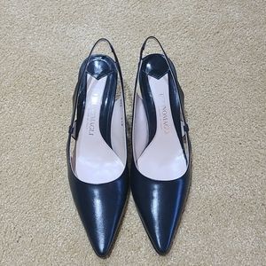 Bruno Magli black leather slingbacks